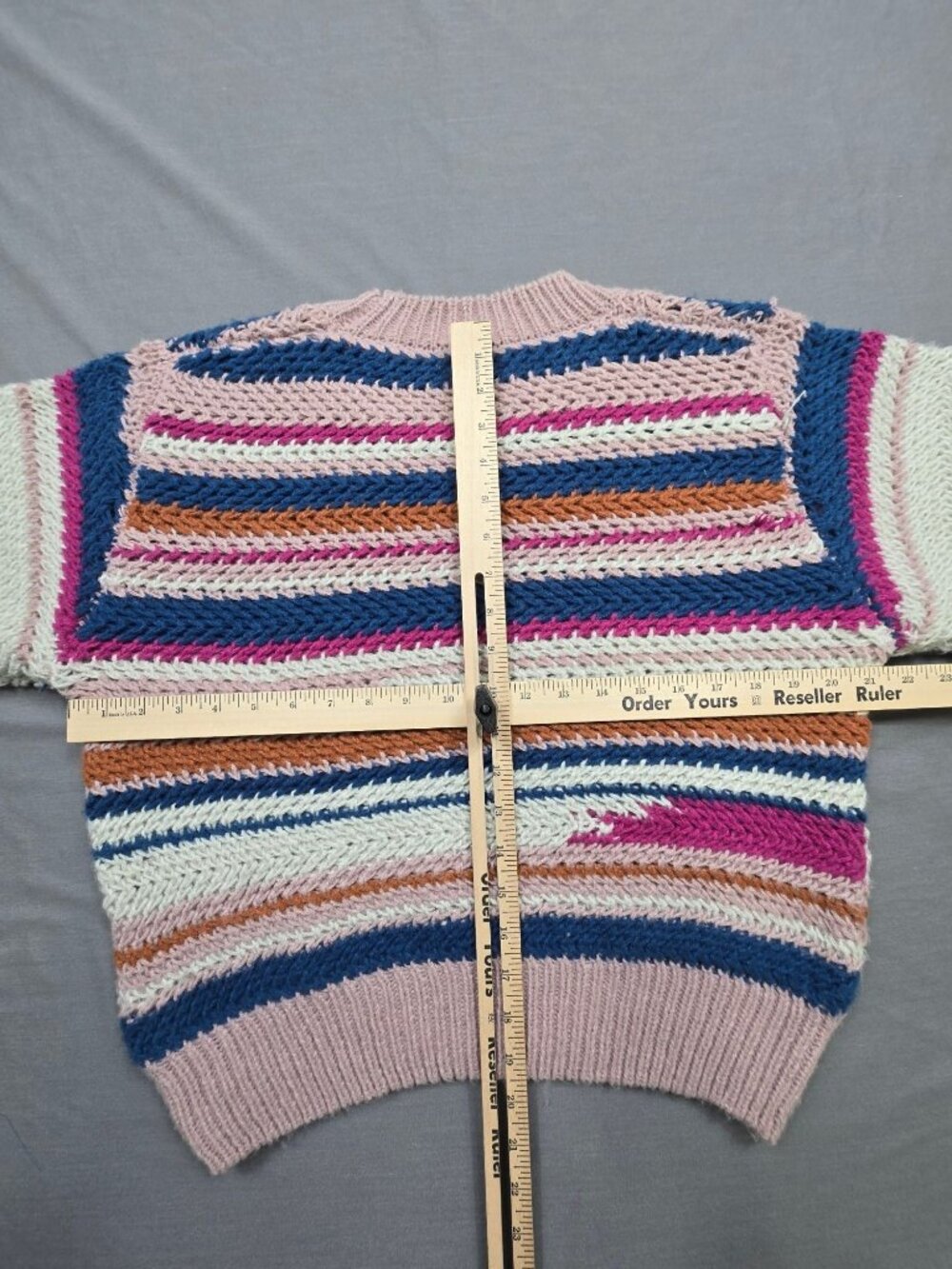 Z Supply Large Striped Sweater Pink Multi Color Knit Textured - Picture 4 of 4